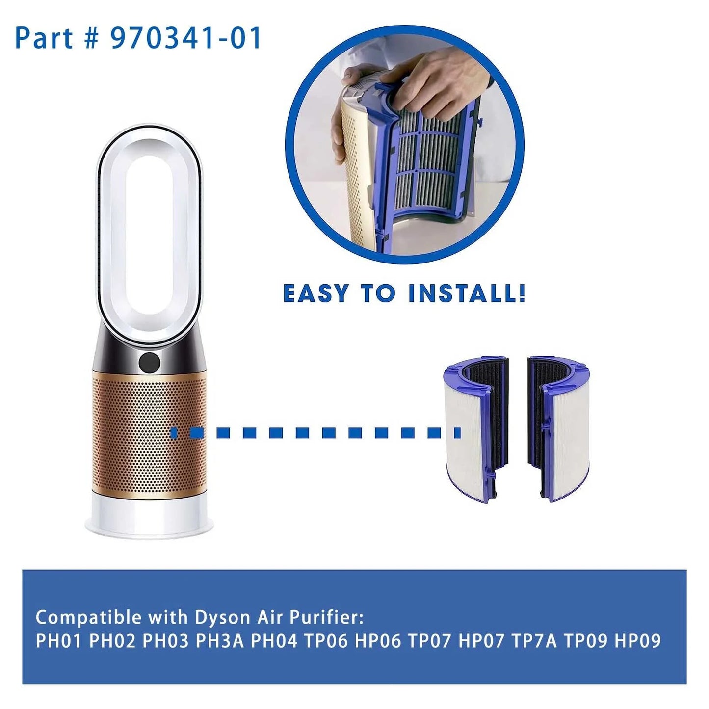 970341-01 Premium Combi 360 Glass True Hepa Filter for  Air Purifier PH01