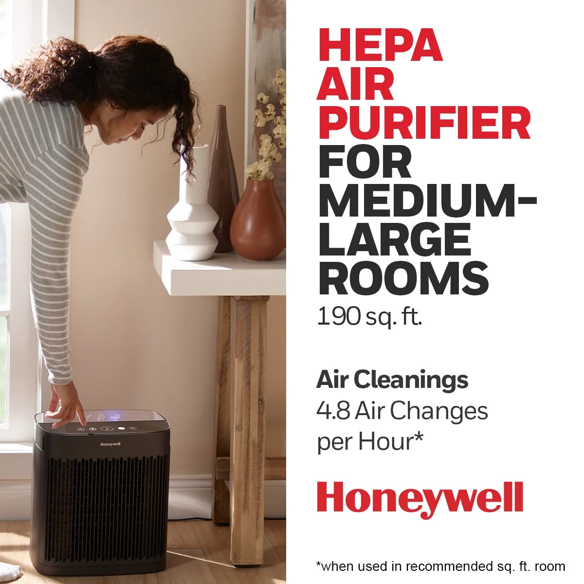 Air Purifier, HPA5100B, 190 Sq Ft, HEPA Filter, Allergen+ Plus, Smoke, Pollen, Dust Reducer