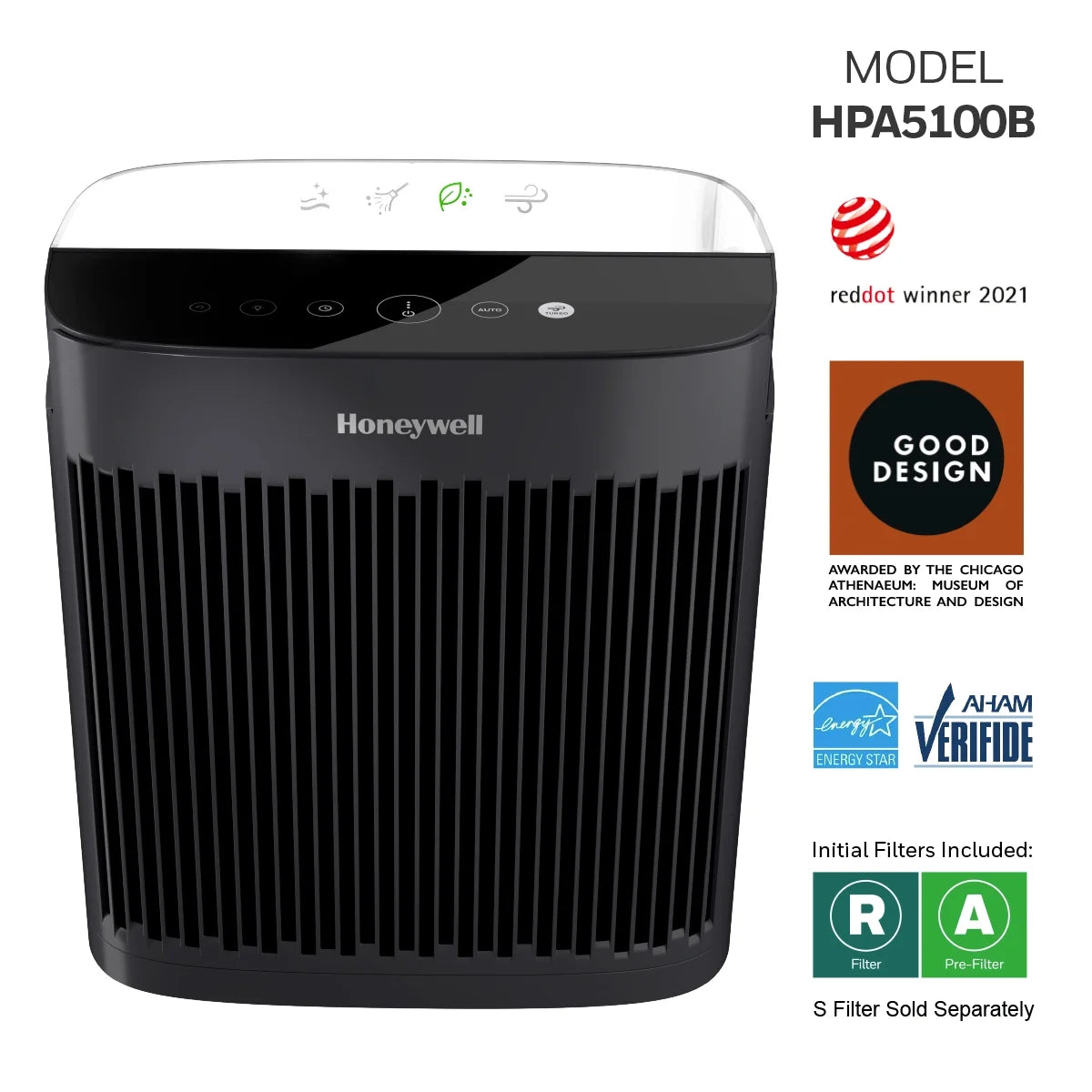 Air Purifier, HPA5100B, 190 Sq Ft, HEPA Filter, Allergen+ Plus, Smoke, Pollen, Dust Reducer