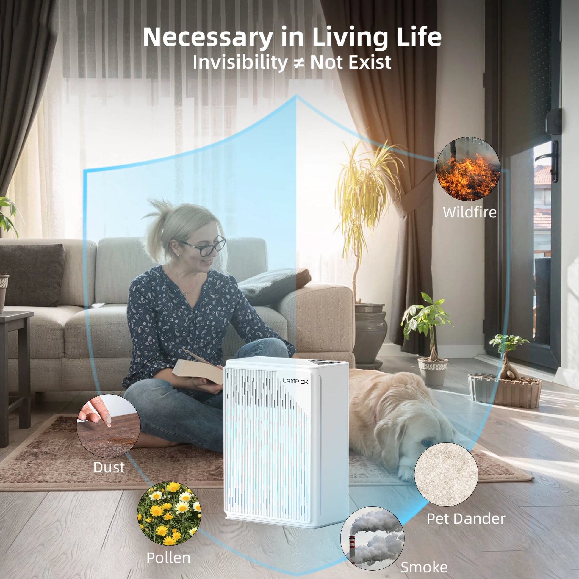 H13 True HEPA Air Purifier for Home Pets with Night Light, Sleep Mode, Fragrance Sponge,Air Purifiers for Large Room up to 1736 Sqft