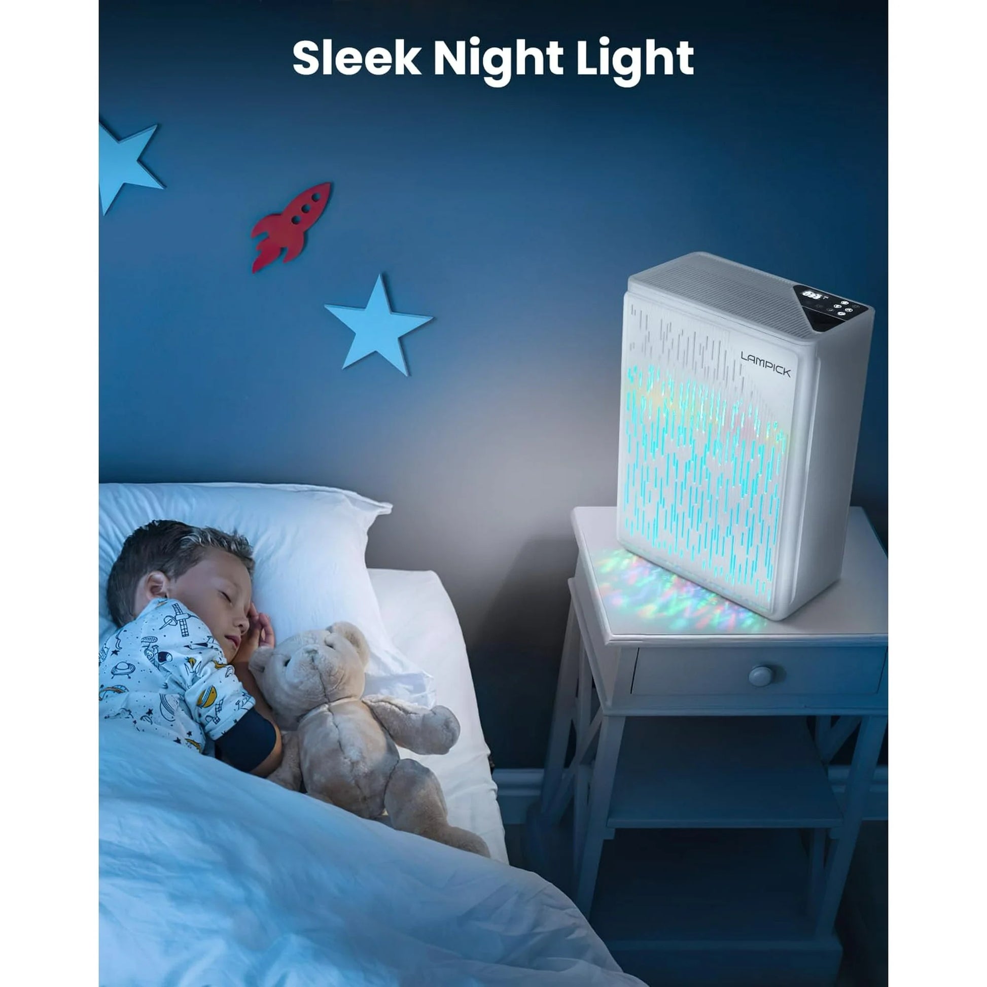 H13 True HEPA Air Purifier for Home Pets with Night Light, Sleep Mode, Fragrance Sponge,Air Purifiers for Large Room up to 1736 Sqft