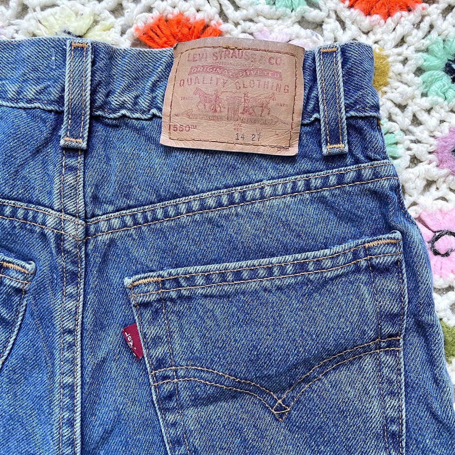 90S Y2K Kids Youth Adult XXS Vintage Levi’S 550 Relaxed Fit Denim Shorts Jorts / Regular 14 W24 W25 W26 W27 /